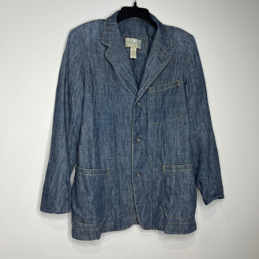 The territory ahead linen Blend blazer blue chambray men's size‎ small vintage